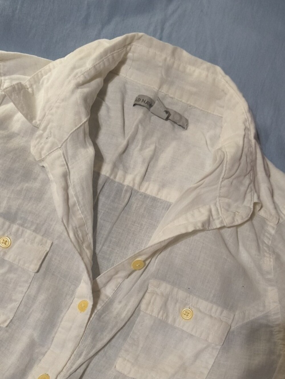Womens Off White Short-Sleeve Button-Front Shirt, NWOT
